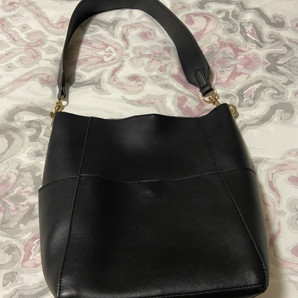 Shiraleah Black Shoulder Bag with Gold Accents